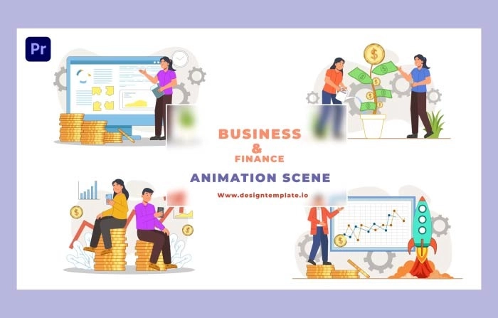 Business And financial Animation Scene Premiere Pro Template