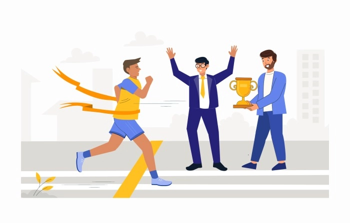 Get The Creative 2D Character Illustration Of Winning Athlete