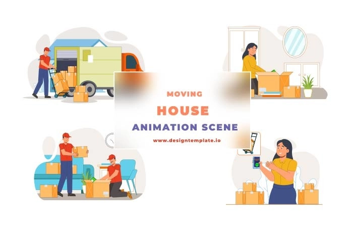 Moving House Animation Scene After Effects Template