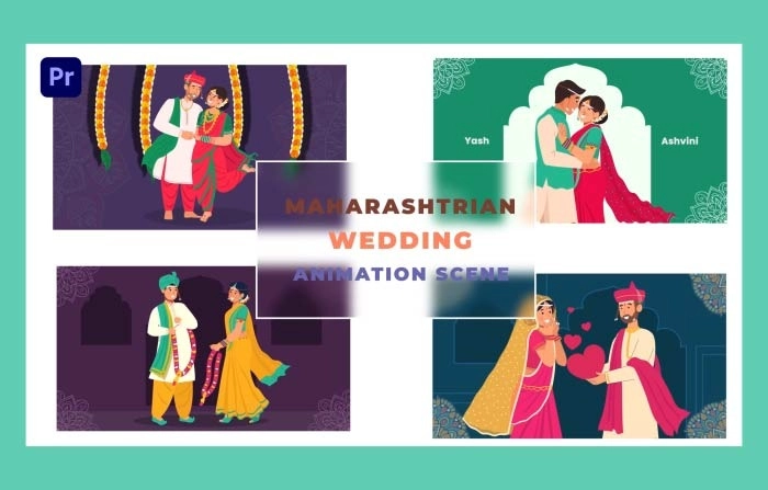 Maharashtra Wedding Animation Scene Premiere Pro Template