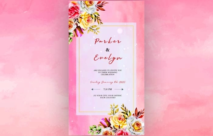 Create Beautiful Floral Wedding Invitations For your Instagram Story After Effects Template