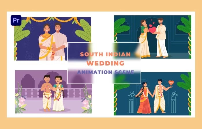 South Indian Wedding Animation Scene Premiere Pro Template