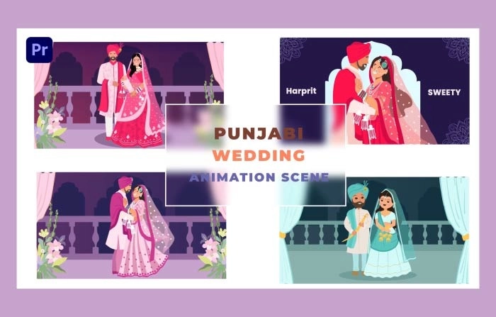 Punjabi Wedding Animation Scene Premiere Pro Template