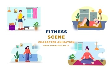 Fitness Flat Character After Effects Template