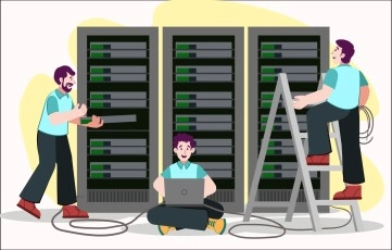 System Administrator Technical Work With Server Software Installation Troubleshooting Illustration