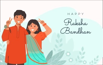 Brother And Sister In Raksha Bandhan Festival Illustration Premium Vector