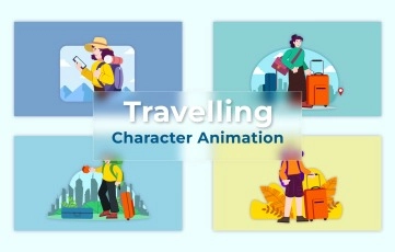Travelling Character Animation Scene After Effects Template