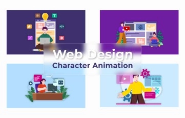 Web Design Character Animation Scene 2 After Effects Template