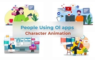 People Using Ol apps Character Animation Scene After Effects Template