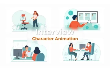 Job Interview Character Animation Scene AE Template
