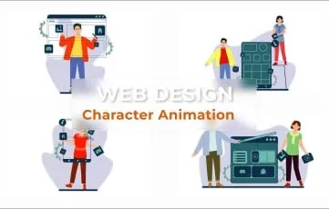 Web Design Character Animation Scene After Effects Template