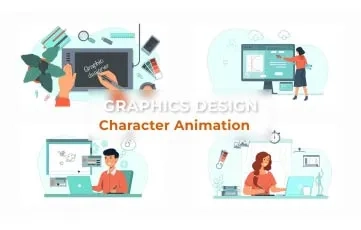 Graphic Designer Character Animation Scene After Effects Template