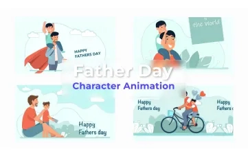 Fathers Day Character Animation Scene After Effects Template