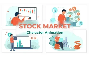Stock Market Character Animation Scene AE Template