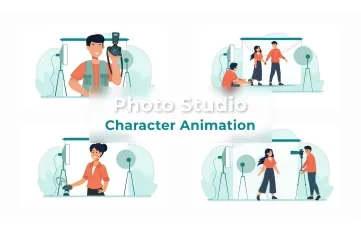 Photo Studio Character Animation Scene AE Template