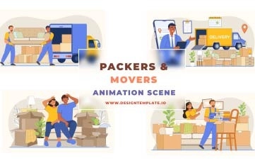 Packers And Movers Animation Scene After Effects Template