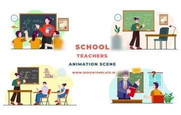 School Teachers Animation Scene After Effects Template