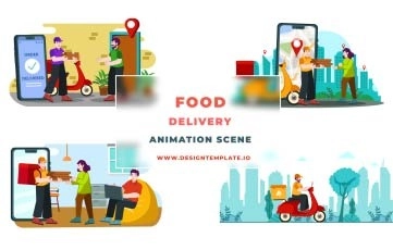 Food Delivery Animation Scene After Effects Template