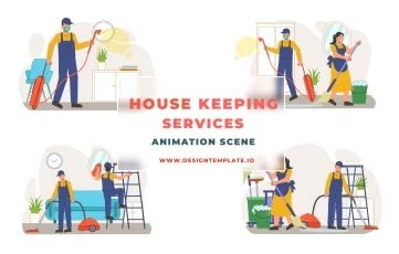 House Keeping Service Animation Scene After Effects Template
