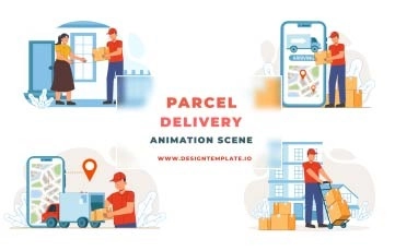 Parcel Delivery Animation Scene After Effects Template