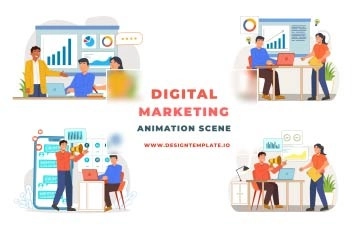 Digital Marketing Animation Scene After Effects Template