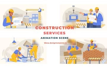 The best Construction Services Animation Scene After Effects Template