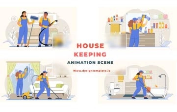 House Keeping Animation Scene After Effects Template