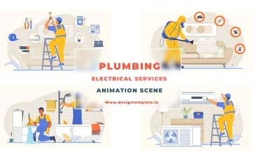 Plumbing Electrical And AC Repair Service Animation Scene AE Template