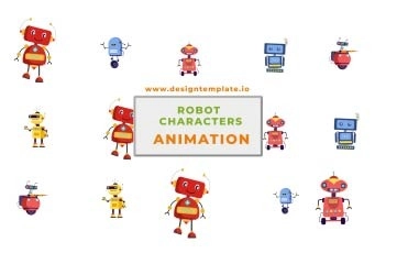 Robot Character Animation Scene After Effects Template