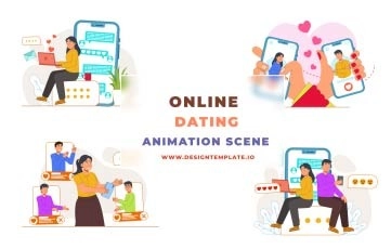 Online Dating Animation Scene After Effects Template