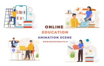 Online Education Animation Scene After Effects Template