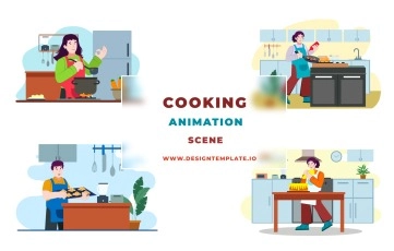 Food Cooking Animation Scene Pack After Effects Template