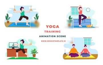 Yoga Training Animation Scene After Effects Template
