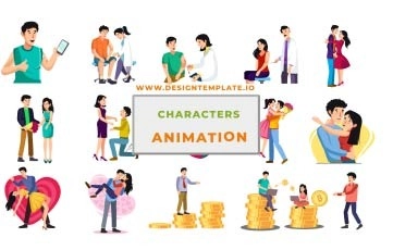 Characters Animation Scene Pack After Effects Template