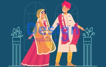 Wedding Set Cartoon Character Animation Scene