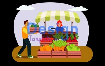 Organic Food Cartoon Animation Scene