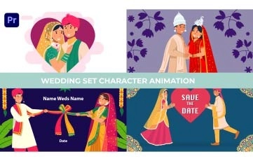 New Wedding Set Character Animation Premiere Pro Templates