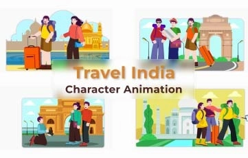 Travel India Character Animation Premiere Pro Templates