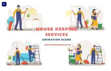 House Keeping Service Animation Scene Premiere Pro Templates