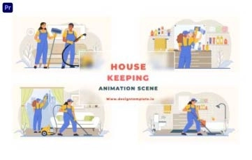 House Keeping Animation Scene Premiere Pro Templates
