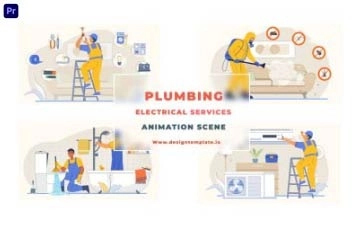 Plumbing Electrical And AC Repair Service Animation Scene Premiere Pro Templates