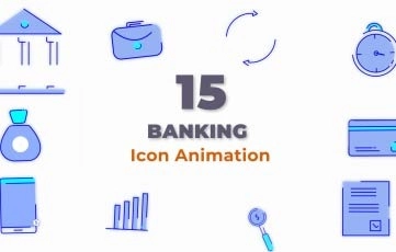 Icon Banking Cartoon Animation Scene