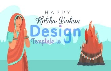 Holika Dahan Indian Tradition Cartoon Animation Scene