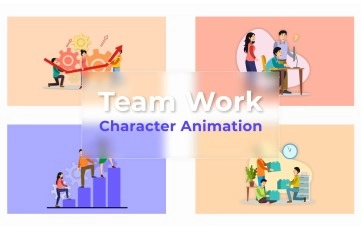 Flat Character Animation Team Work Premiere Pro Templates