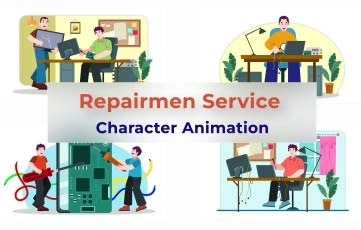 Repairmen Service Character Animation Scene After Effects Template