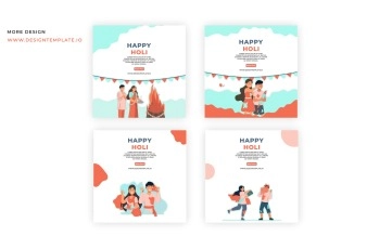 Holi Animation Instagram Post After Effects Template