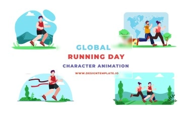 Global Running Day Illustration After Effects Template