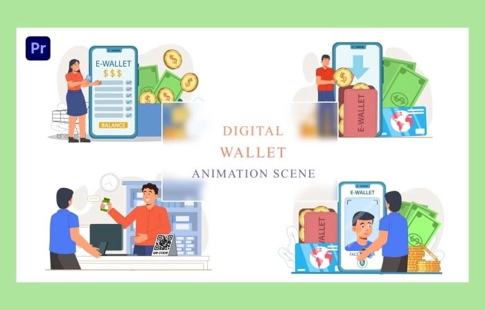 Digital Wallet Animation Scene Premiere Pro Template
