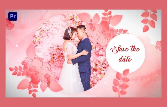 Digital Floral Wedding Invitation Slideshow Premiere Pro Template