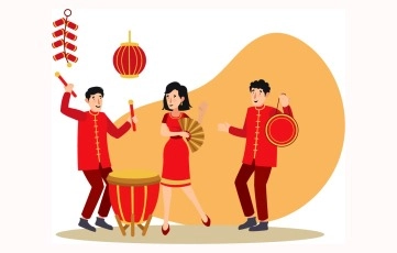 Chinese New Year  Celebration Concept In Red Colour Costume Illustration  Premium Vector image